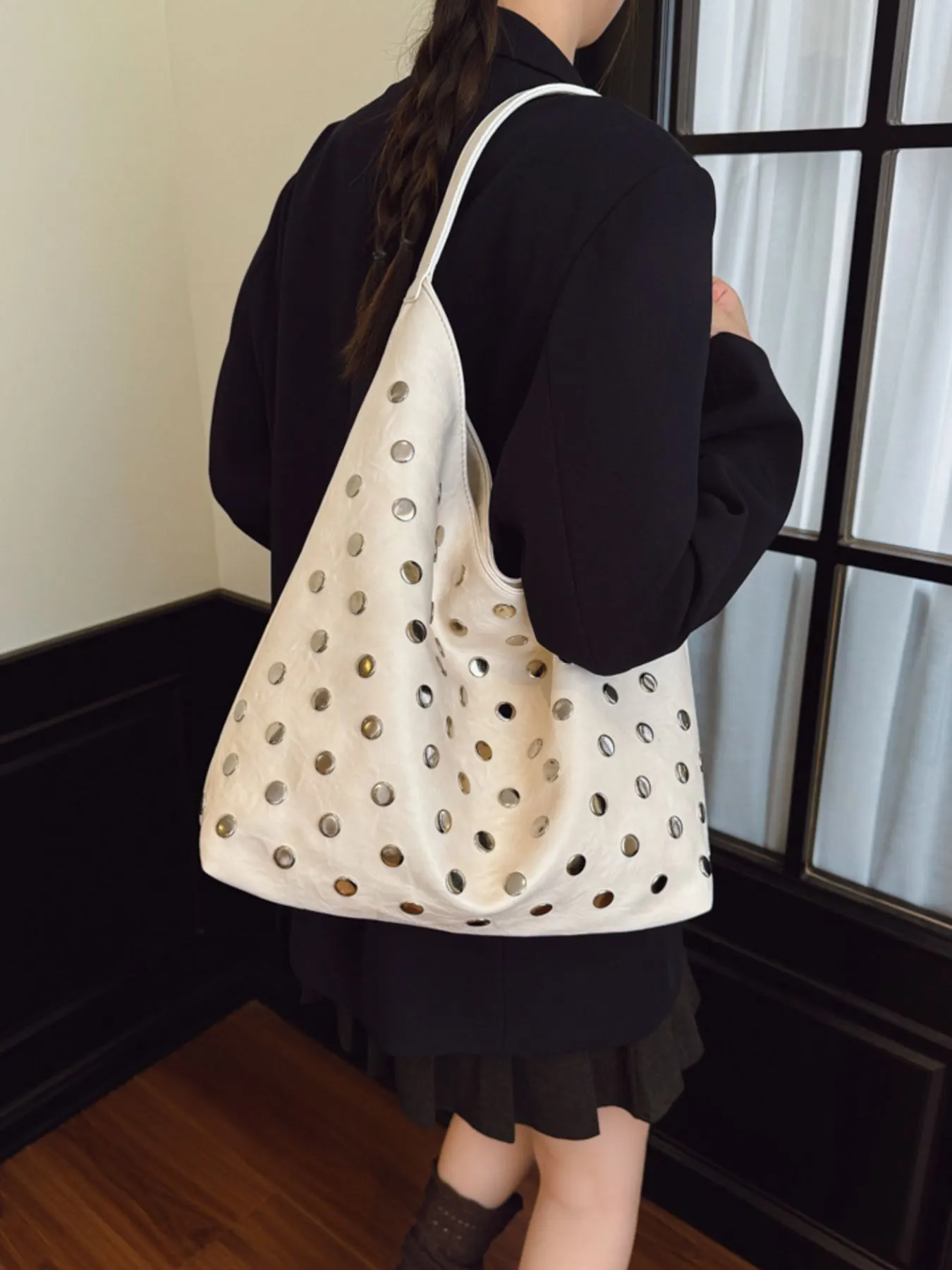 Studded Hobo Shoulder Bag