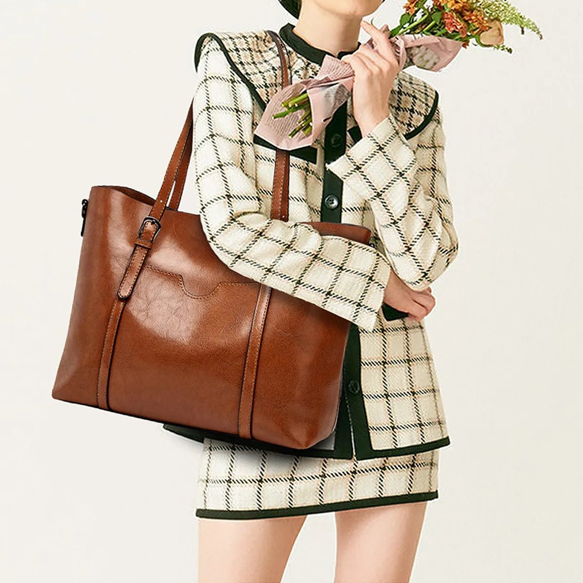 PU Leather Large Capacity Tote Shoulder Bag