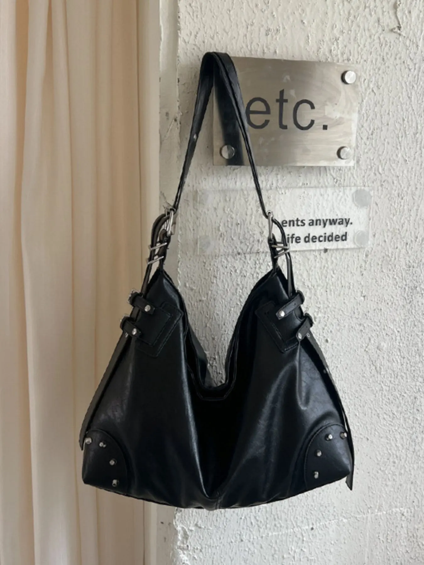 Rivet Decor Shoulder Bag
