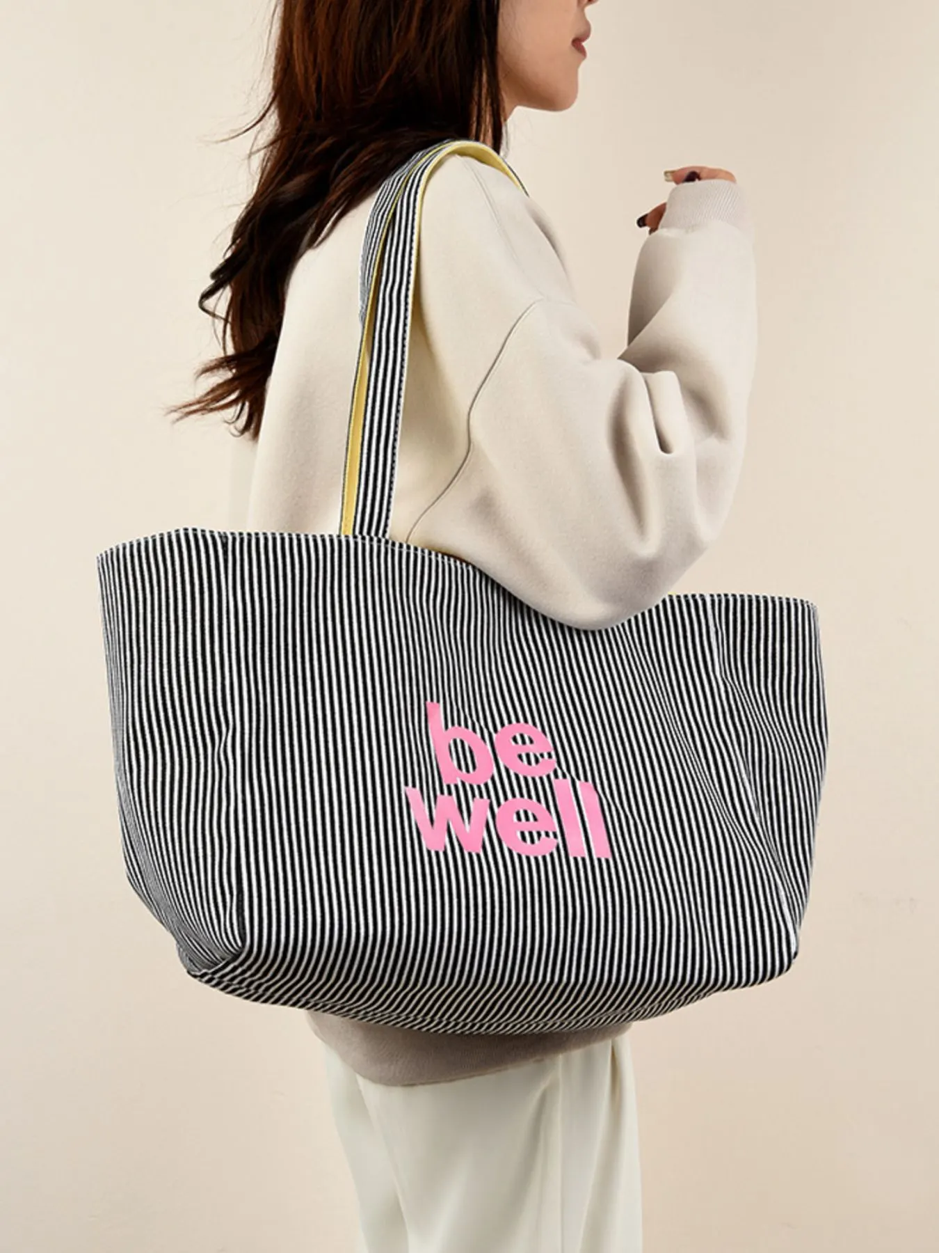Striped Canvas Duffel Bag