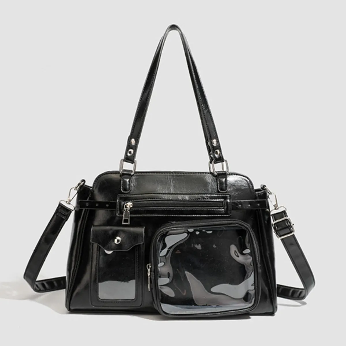 Multi-Pocket Clear Window Shoulder Bag